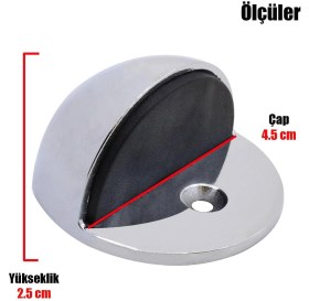 Resim Badem10 Yarımay Kapı Stoperi Tamponu Vidalı Metal Kapı Stopu Parlak Krom 