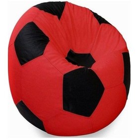 Resim Suni Deri Çocuk Puf Futbol Topu Armut Koltuk Kırmızı 