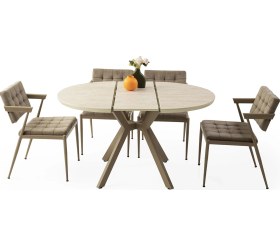 Resim Mobilgen Sidon 4 Adet Jumbo Sandalye Hilton 100+35 Açılabilir Masa Takımı Cappuccino 