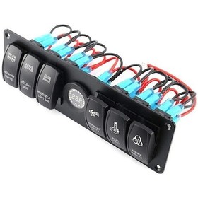 Resim Gebibd 6'lı On-off Işıklı Anahtar Switch Panel 12-24v Voltaj Göstergeli, Pratik Ve Güvenli 