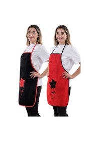 Resim Wellsoft İkili Paket Nakışlı Mutfak Önlüğü Sıvı Geçirmez Su Geçirmez Mutfak Önlüğü Siyah-kırmızı 