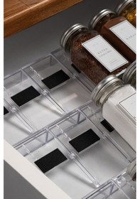 Resim 12'li Şeffaf Kristal Plexi Standlı Cam Baharatlık Seti Kapaklı Beyaz Etiketli Baharatlık Mh03slvr12 Beyaz - Şeffaf 