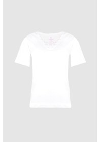 Resim Ceylanoğlu 3'lü Ribana Güpürlü V Yaka Yarım Kol Fanila-205 Beyaz 