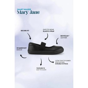 Resim Hopfrög Smart Walker Mary Jane Havalı Siyah Barefoot Kız Babet Ayakkabı 