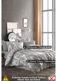 Resim Nevresim Seti Çift Kişilik Olivia Gri Gri 