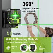 Resim 1 Adet CHISHIB Kendinden Düzeyli Lazer Seviye, Manyetik Braket ve 360° Dönüş - Ağır Hizmet Tip USB Güçlü 1/4" Tripod Montajlı Akıllı Telefonlar / Kameralarla Uyumlu Zeminler Duvar Ev Dekorasyonu İnşaat İçin Ideal Dayanıklı Plastik Yapı, 360° Menzil Yeşil Lazer Çizgi Projeksiyonu Kolay Kullanım Arayüzü USB Şarj, İç İş İzleri İçin Ve Daha Fazlası İdeal 