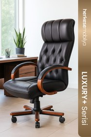 Resim Herkese Mobilya Lord Siyah Deri Yönetici Koltuğu | Makam Koltuğu | Müdür Koltuğu 