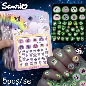 Resim 5 Sayfa Sanrio 3D Karanlıkta Parlayan Tırnak Çıkartmaları - Merhaba Kitty, Cinnamoroll ve Kuromi Kendinden Yapışkanlı Tırnak Sanat Çıkartmaları, Dayanıklı ABS Reçine Kadınlar için DIY Tırnak Transferleri, Bayramlık ve Günlük Tırnak Dekoru, Sanrio 