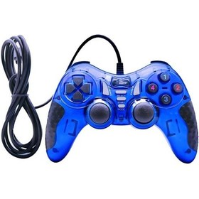 Resim Pc Uyumlu Usb Dual Shock Titreşimli Joystick Oyun Kolu-cfl-2586 Mavi 