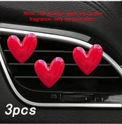 Resim Zhanglei001 3 Adet Kırmızı Kalp Şekilli Hava Menfezi Klipsi, Kokusuz Araç İçi Aksesuar 