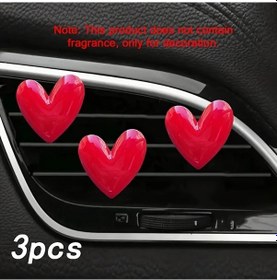 Resim Zhanglei001 3 Adet Kırmızı Kalp Şekilli Hava Menfezi Klipsi, Kokusuz Araç İçi Aksesuar 