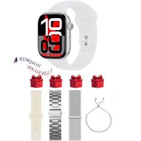 Resim General Mobile Gm 20 Uyumlu Beyaz Akıllı Saat Watch 10 Mini Kordon Hediyeli Amoled Ekran 41MM 