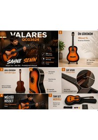 Resim Valares Qcg3624 Klasik Gitar 39 4/4 Tam Boy Sap Ayarlı Truss Rod Köşe Korumalı Askı Aparatlı Parlak Gloss Sunburst 