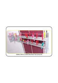 Resim 100 CMx9 Gözlü Alüminyum Akordiyon Çamaşırlık Askısı Kurutmalık Gri - Gümüş 