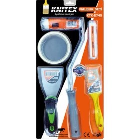 Resim Motto Ticaret 5pcs Boyacı - Nalbur Set Spatula - Kestirme Fırça - Yedek Rulo - Bant - 10CM Fırça (5517) 