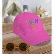 Resim BK Kids Fun Tasarımlı Pembe Cotton Çocuk Şapkası ve Sarı Çocuk Güneş Gözlüğü Hediye Seti 