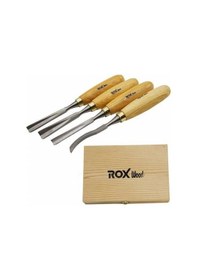 Resim Rox Wood Ahşap Oyma Iskarpela Seti 4 Parça Ahşap Kutulu 