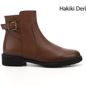 Resim GÖNDERİ(R) Kadın / Kız Taba Floter Fermuarlı Kauçuk Taban Hakiki Deri Bot 