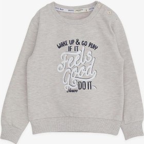 Resim Breeze Erkek Çocuk Sweatshirt Yazı Baskılı 2-6 Yaş, Bej Melanj-bej Melanj Bej Melanj 