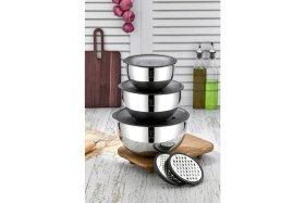 Resim Özbience Paslanmaz Çelik Mutfak Seti, 9 Parça Rende ve Çırpma Kabı ile Tanışın 