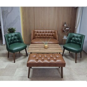 Resim Azra Mobilya Deri Çay Seti Koltuk Takımı Oturma Grubu Cafe Mobilya Ofis-büro Mobilya Balkon Mobilya Taba-yeşil 