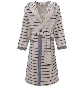 Resim Ecocotton Arden Lacivert "medium" %100 Organik Pamuk Kenevir Çizgili Erkek Bornoz Lacivert 