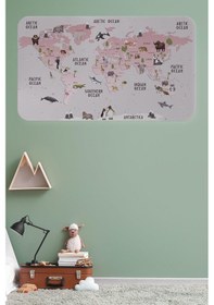 Resim Eğitici Dünya Haritası Dünya Atlası Çocuk Ve Bebek Odası Duvar Sticker-60x105-3798 - Renkli Çok Renkli 