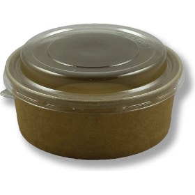 Resim Ambalajın Kraft Karton Salata Kasesi Kapaklı 550cc 