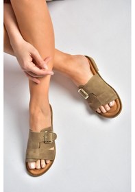 Resim Fox Shoes Y944791002 Vizon Hakiki Deri Süet Kadın Terlik 