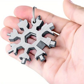 Resim 1 adet 18'si 1 arada Kar Taneci Çok Amaçlı Alet, Paslanmaz Çelik Çok Fonksiyonlu Anahtar Seti ile Düz ve Phillips Vidalama Uçları - Taşınabilir Anahtarlık Multitool, Her Gün Kullanım için, Erkekler için Özel Hediye 