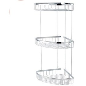 Resim Çelik Banyo Paslanmaz Pirinç Zerrin 3'lü 18 x 18 cm Şampuanlık Süngerlik Köşelik 