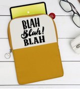 Resim Bk Gift Gift Blah Blah Blah Tasarımlı Taşınabilir Koruyucu Tablet Kılıfı & Organizer Çanta - Sarı-1 