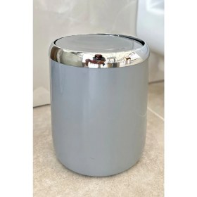 Resim Krom Dekorlu Döner Kapaklı Çöp Kovası, 6 Lt, Banyo, Mutfak, Ofis, Gri 