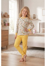 Resim Modanino Kız ÇocukPamuk Pijama Takımı 4-11 Yaş 12628 Sarı 