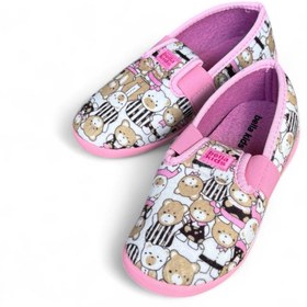 Resim AkınalBella kız çocuk ayıcık baskılı kaydırmaz taban ev ayakkabısı panduf 