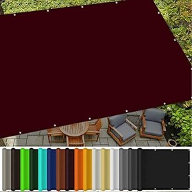 Resim Suya Dayanıklı Güneşlik Tente, 5 x 5 m, %98 UV Blokajı, Dış Mekan Gölgelik Tente, Sabitleme Kitli, Özelleştirilebilir, Bahçe için, Kırmızı Şarap Rengi 