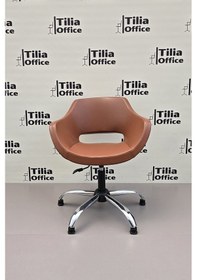 Resim Monaco Çalışma Bekleme Koltuğu Kahverengi Krom Sabit Yonca Ayak Kahverengi 