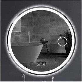 Resim GLOBAL LED MIRROR 85 Cm Makyaj Aynalı Dokunmatik Tuşlu Buğu Yapmayan Ledli Yuvarlak Banyo Aynası 