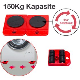 Resim SSMobil 150kg Süper Çok Amaçlı Tekerlekli Mobilya Taşıma Kaydırma Krikolu Beyaz Eşya Taşıma Aparatı 
