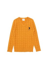 Resim U.S. Polo Assn. Erkek Çocuk Hardal Basic V Yaka Kazak 50293535-VR072 