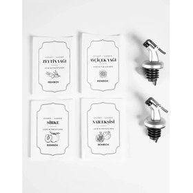 Resim Yağdanlık Etiket Tıpa Seti - Suya Dayanıklı Etiket Zeytinyağ Nar Ekşisi Sirke 