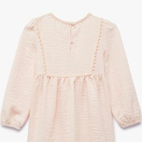 Resim Koton Uzun Kollu Dantel Detaylı Pileli Bebe Yaka Elbise Pembe 6smg80057aw Gül 