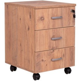 Resim Ofisbazaar 3 Çekmeceli Kilitli Tekerlekli Keson 60x45x40 Cm 18 Mm Suntalam - Atlantik Çam 