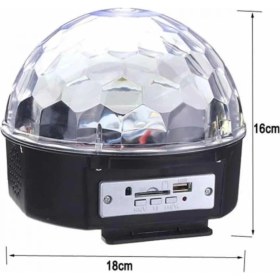 Resim Disko Topu Renkli Işıklı Lazer Parti Bluetooth Bağlantılı LED Küre 