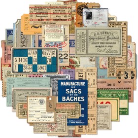 Resim 50 adet Vintage Ephemera Sticker Paketi, Çizgi Film Temalı Kağıt Stickerlar, Yeniden Kullanılabilir, Ön Yapıştırılmış, Pırıltılı Süslemeli, Mat Bitir, Düzensiz Şekil, Scrapbooking, Günlük Tutma, Kart Yapma, Su Şişeleri, Dizüstü Bilgisayarlar, Telefonlar, Kindle'lar için 