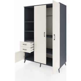 Resim Kronos Dolap 5 Raflı 2 Çekmeceli Tek Askılı 132x59x195 Antrasit-aytaşı/aytaşı Aytası/aytası - Antrasıt 