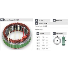 Resim 24v Alternatör Statör Hıtachı Tipi 4 Uçlu Hıno N11.2731 