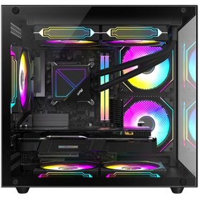 Resim XASER SİYAH CUBE 5X ARGB FAN TUŞ KONTROL 650W 80+ AKVARYUM KASA 