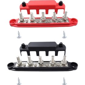 Resim Cp-4137 300a M10 Güç Dağıtım Bloğu Terminal Saplamaları Siyah + Kırmızı 