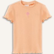 Resim DeFacto Kız Bebek Bisiklet Yaka Çiçekli Fitilli Kaşkorse Kısa Kollu Tişört B7544A525SMOG172 